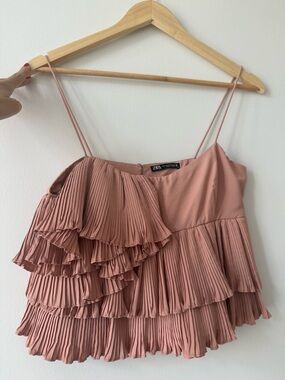 ZARA Dusty Pink Tiered Pleated Camisole